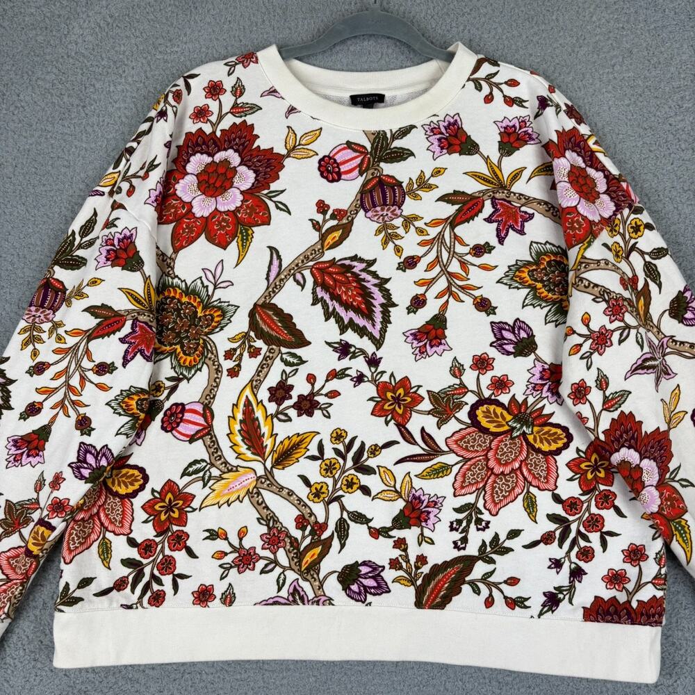 Talbots Floral Top XL Crewneck Sweatshirt Blooming Jacobean 100% Cotton 2025 - Picture 3 of 15